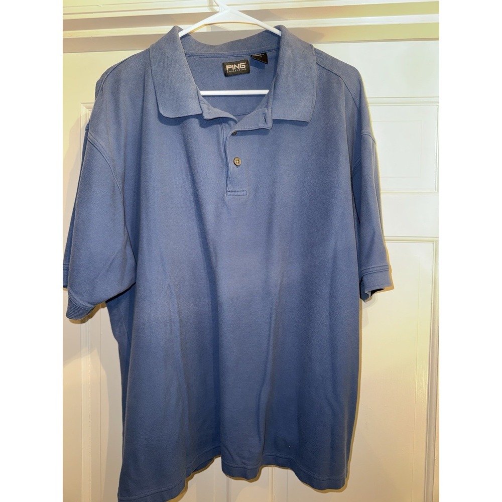 Vtg Ping Collection Men's XL  100% Cotton Blue Golf Polo